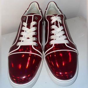 Christian Louboutin Flat Red Glossy Sneakers, Size 40